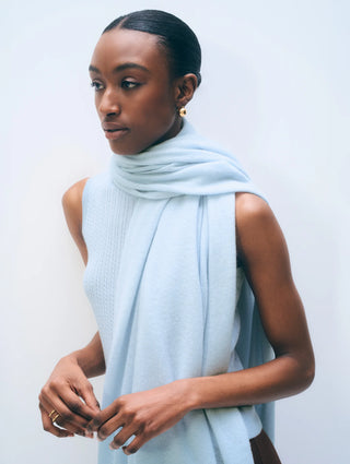 White & Warren Cashmere Travel Wrap, Pastel Blue