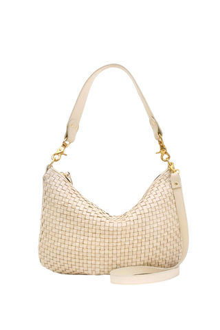 Clare V. Moyen Messenger, Cream Woven Checker