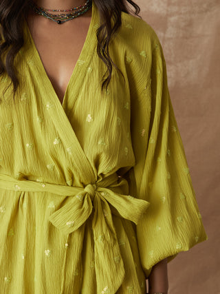 BOTEH Solene Sequin Robe Dress, Chartreuse