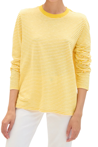 Clare V. Long Sleeve Tee, Snapdragon Cream Mini Stripe