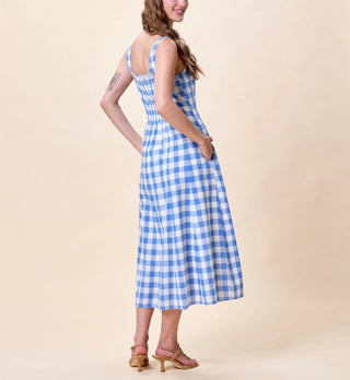 Cleobella Ardena Ankle Dress, Blue Bonnet Gingham