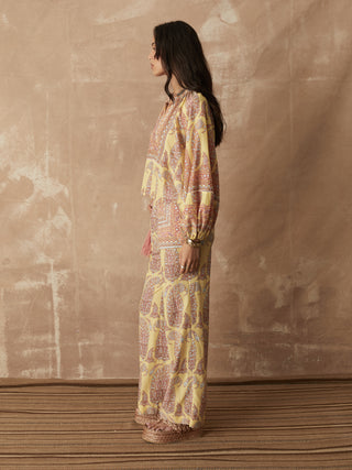 BOTEH Calico Framed Smock Blouse, Lemon