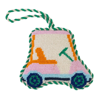 Furbish Studio Needlepoint Ornament, Golf Cart