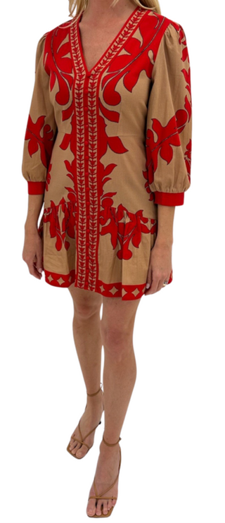 Anna Cate Harper Dress, Red Khaki