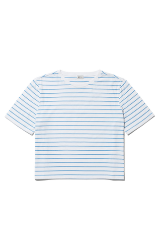 Kule The Brentwood Tee, White Azzuro Pinstripe