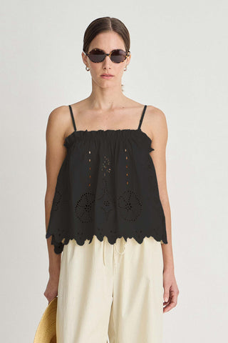 Apiece Apart Embroidered Cami Top, Black