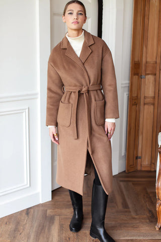 Emerson Fry Drop Shoulder Long Coat, Saddle Brown
