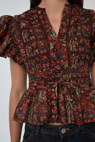 Love the Label Madelyn Top, Harlequin Print