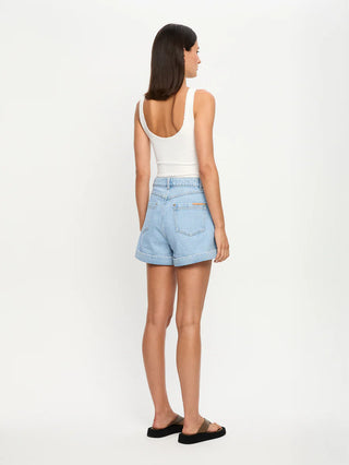 Kivari Avery Denim Short, Dusty Blue