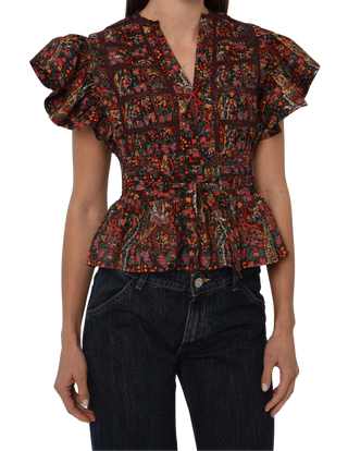 Love the Label Madelyn Top, Harlequin Print