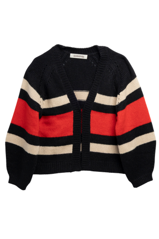 Guanabana Juana Baby Alpaca Cardigan, Black & Red
