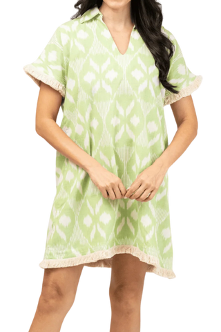 Beau & Ro Beach Tunic, Lime Ikat