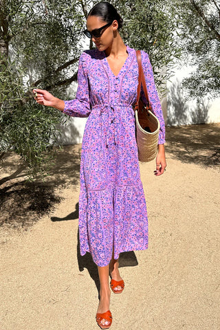 Love Tomas Frances 4 V Dress, Violet Wildflower Organic