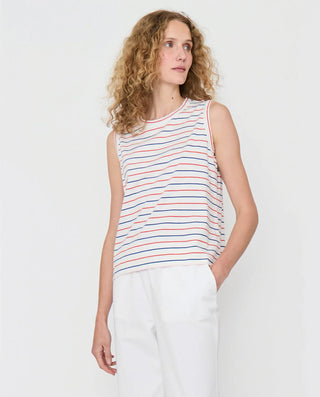 Kule The Tank, White Blue Poppy Pinstripe