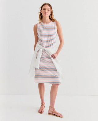 Kule The Tank Dress, White Blue Poppy Pinstripe