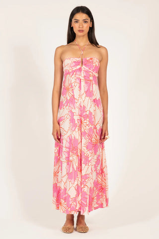 Poupette St Barth Carla Long Dress, Pink Petal