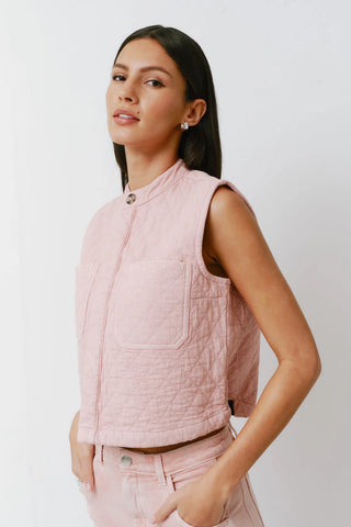 Seventy + Mochi Quilted Pablo Vest, Peony Pink