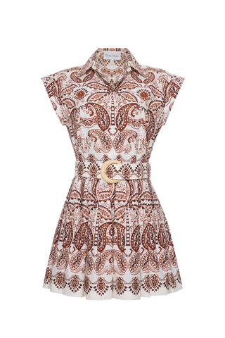 Cara Cara Octavia Mini Dress, Palm Paisley Ivory