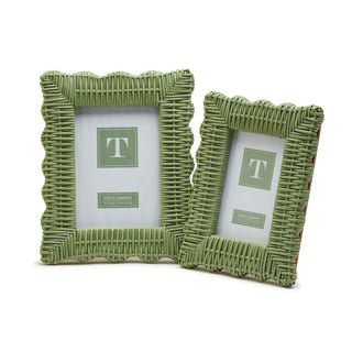 Wicker Weave 4x6 Photo Frame, Green Rattan