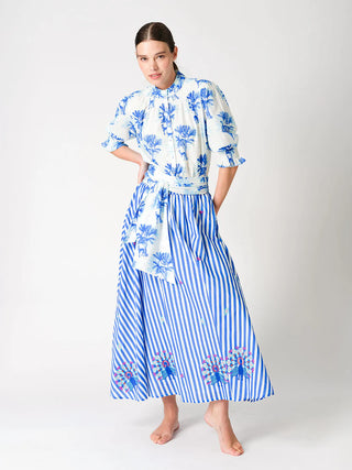Nimo With Love Vanilla Skirt, Stripe Peacock Embroidery