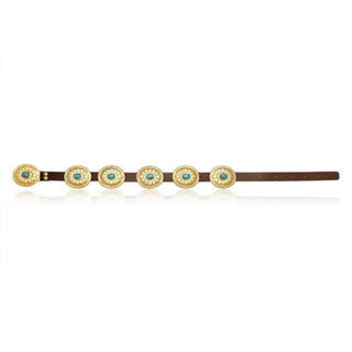 TS Christina Greene Turquoise & Brass Concho Belt, Brown
