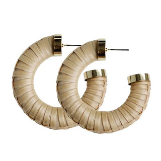 Rattan Wrapped Statement Hoop Earrings