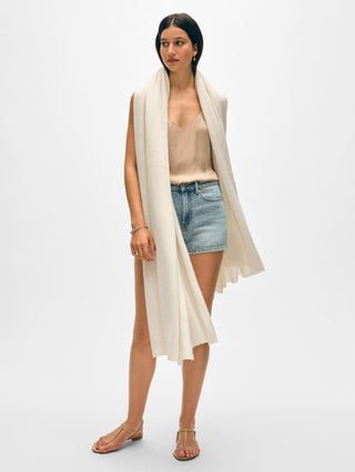 White & Warren Cashmere Travel Wrap, Soft White