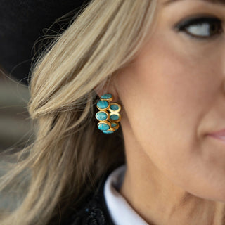 TS Christina Greene Blue Horizon Turquoise Hoop Earrings