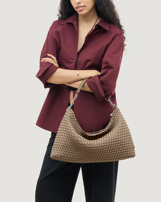Naghedi Porto Medium Half-Moon Bag, Cashmere