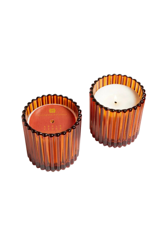 Field + Fleur Candle in Colored Glass 8oz, Apple Cider