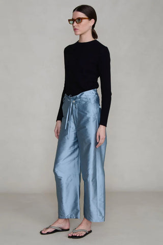 Chan Luu Techno Taffeta Barrel Pant, Bath Blue