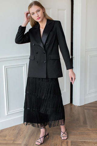 Emerson Fry Fringe Midi Skirt, Black