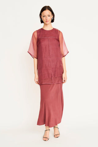 Mirth Santander Silk Skirt, Dark Cerise