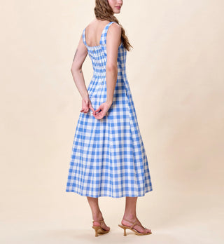 Cleobella Ardena Ankle Dress, Blue Bonnet Gingham