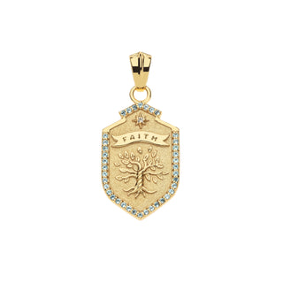 Jane Win Classic Rolo Necklace, Faith Shield