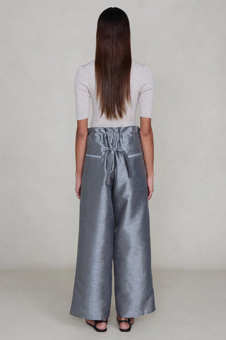 Chan Luu Dupioni Straight Leg Pant, Steel