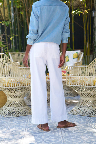 Frank & Eileen The Utility Trouser, White Performance Linen