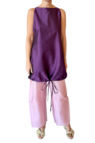 Chan Luu Techno Taffeta Shift Shirt, Purple