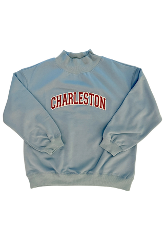 Oversized Charleston Mockneck Sweatshirt, Light Blue