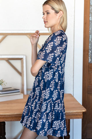 Love Tomas by EF Isla Dress, Pressed Flowers Blue Organic