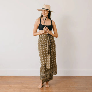 Sunshine Tienda Tie Sarong, Olive Bandana