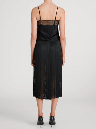 Frame The Fringe Midi Skirt, Black