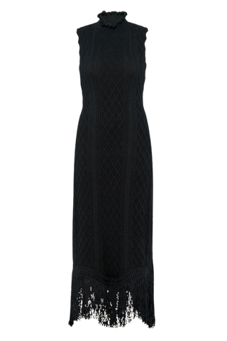 Banjanan Amelia Cable Fringe Dress, Black