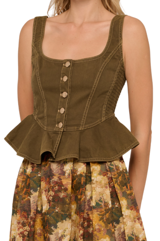 Love the Label Eva Top, Ivy Green Denim
