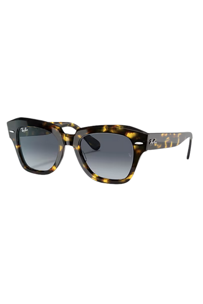 Ray-Ban State Street Yellow Havana Sunglasses, Light Blue 