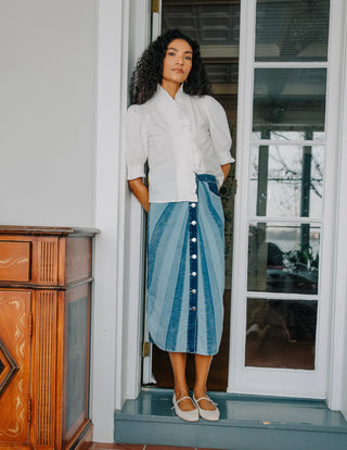 Love the Label Apolline Midi Skirt, Paneled Denim