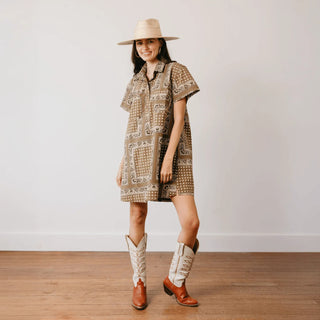 Sunshine Tienda Getaway Mini Dress, Olive Bandana
