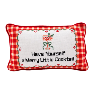 Furbish Studio Needlepoint Pillow, Merry Little Cocktail