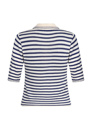 Carolina K Helena Polo Shirt, Navy Stripes
