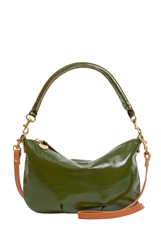 Clare V. Petit Moyen Messenger Crinkle Patent Bag, Army